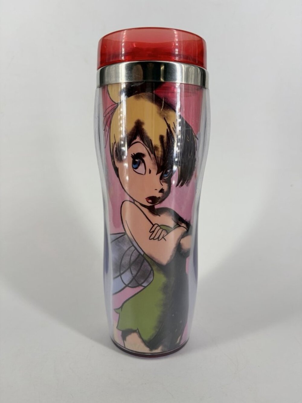 Disney Parks Travel Coffee Cup Mug Lid Fairy Tinker Bell Pink/Purple
